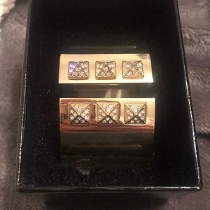 Gold Cuff Bracelet with Jewel Accents